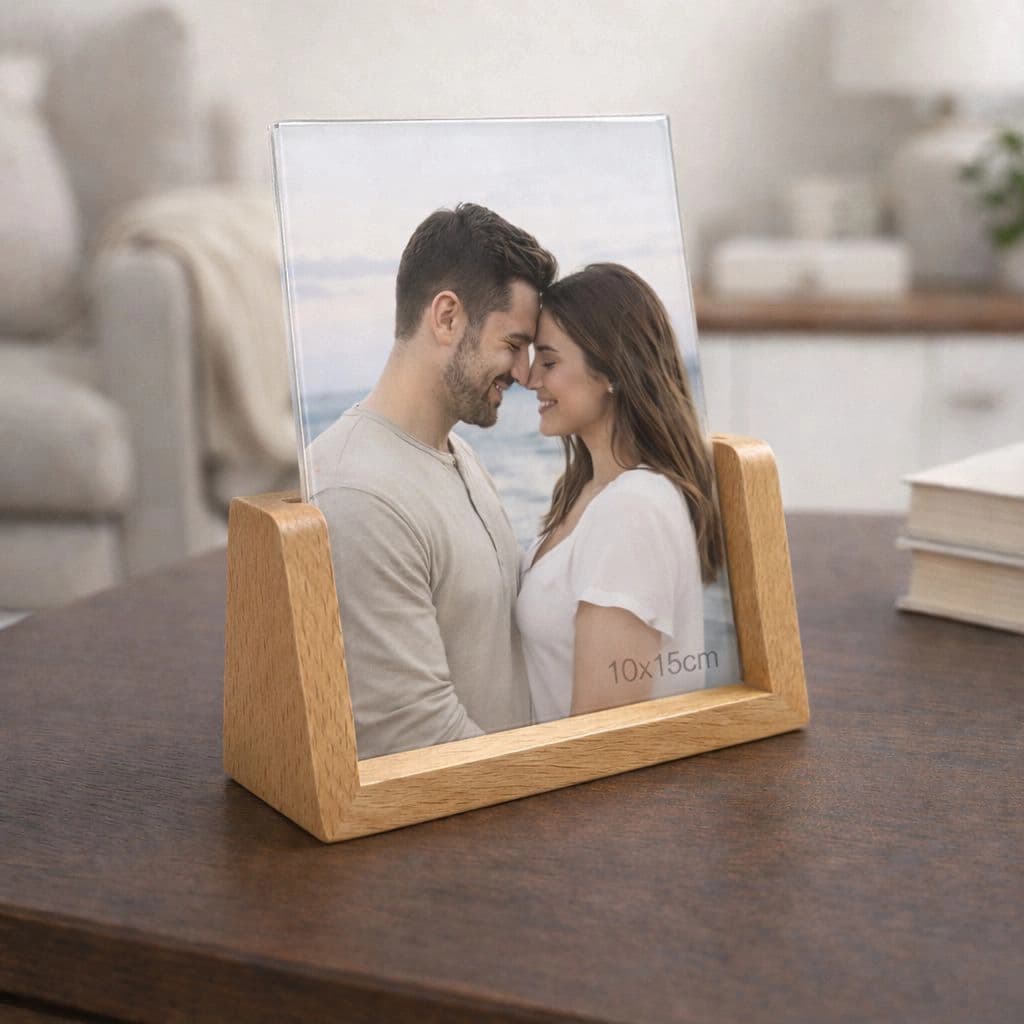 מעמד עץ עם תמונה ואקריליק שקוף 13X18-רוחב – תמונה 2 מתוך 2