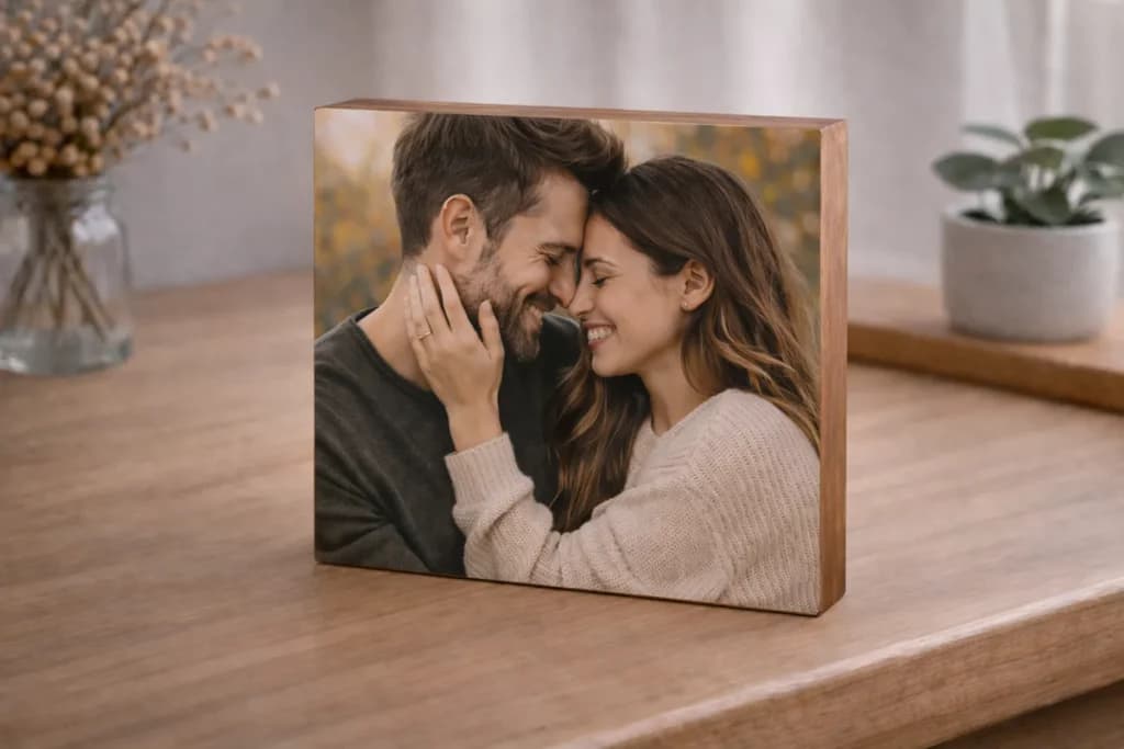 בלוק עץ עם תמונה 20X20 ס"מ