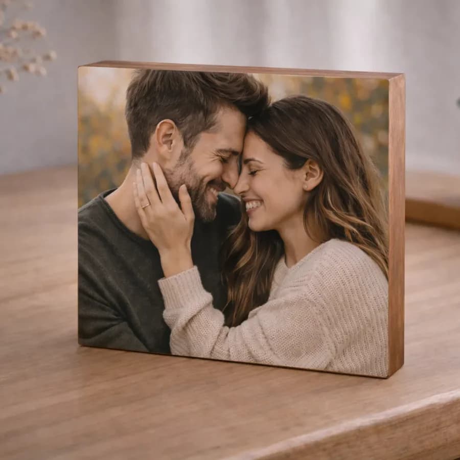 בלוק עץ עם תמונה 20X20 ס"מ