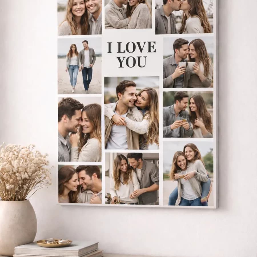 קנבס קולאז' I LOVE YOU 50x70