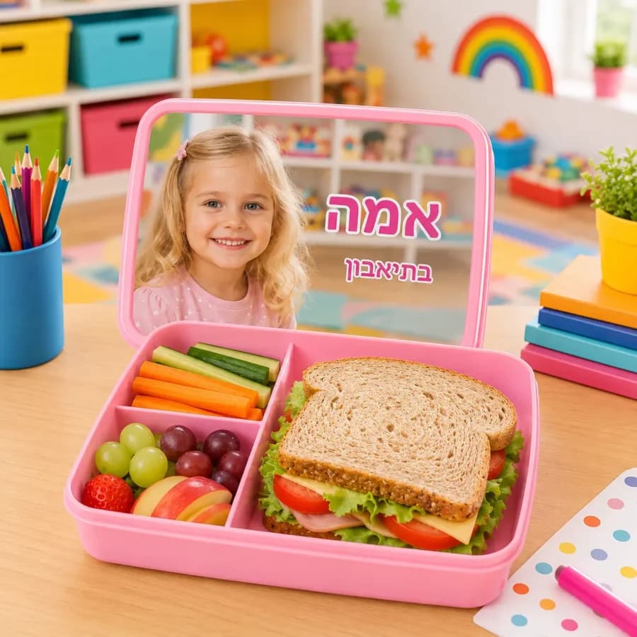 קופסאת אוכל בעיצוב אישי - ורוד