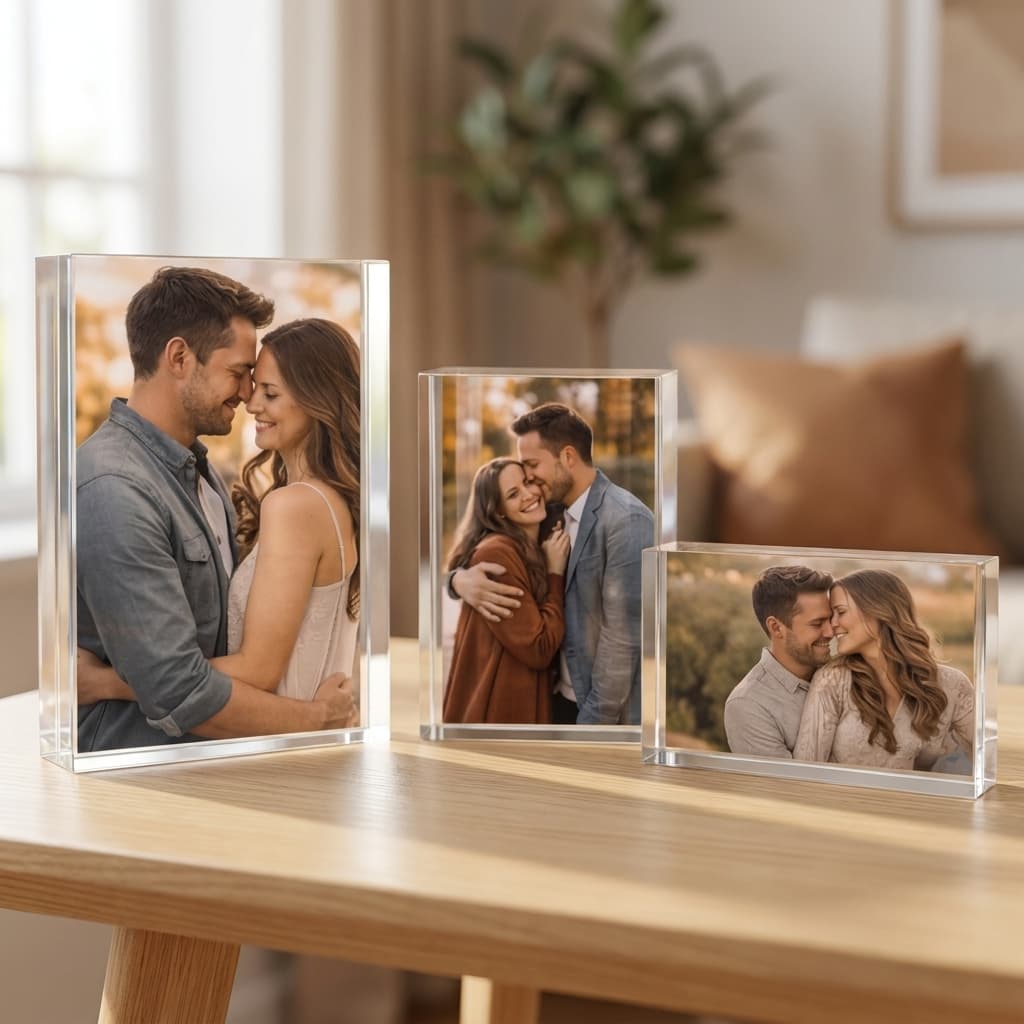 סט 3 בלוקי זכוכית קריסטל Ultra-Clear – הדפסה ישירה UV | 10x15 ו-15x20 ס"מ